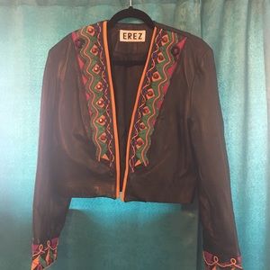 Vintage EREZ Leather Jacket w/ Colorful Detailing